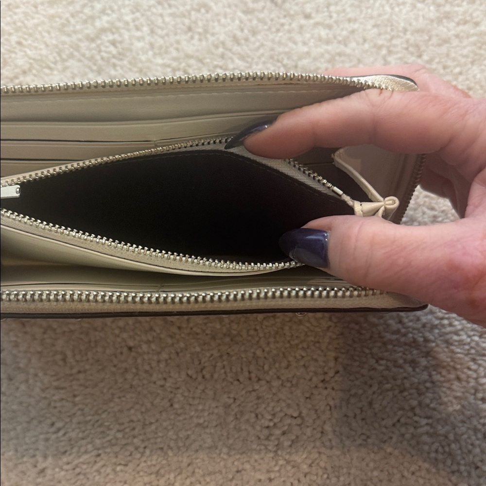 Coach Zippered Ivory Wallet with Metallic Accents - Picture 7 of 7